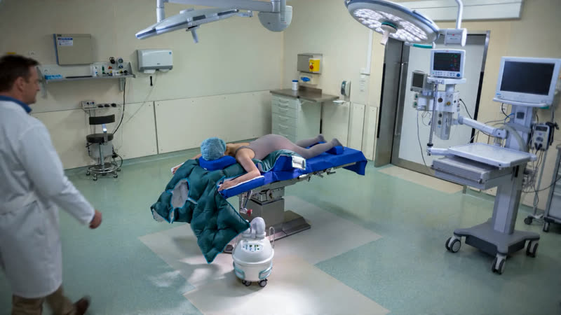 Real MOECK warming blanket on OR table